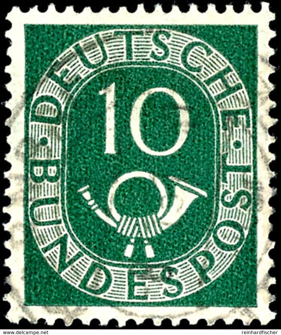 10 Pfg. Posthorn Mit Wasserzeichen 4 Z, Gestempelt, Geprüft Schlegel BPP, Mi. 500.-, Katalog: 128Z O - Autres & Non Classés