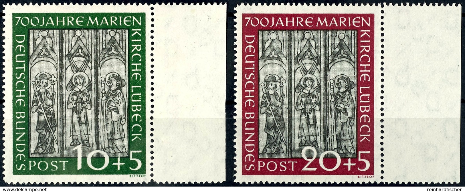 10 Pfg Und 20 Pfg Marienkirche, Tadellos Postfrischer Luxussatz Vom Rechten Bogenrand, Gepr. Schlegel BPP, Mi. 220.-, Ka - Autres & Non Classés