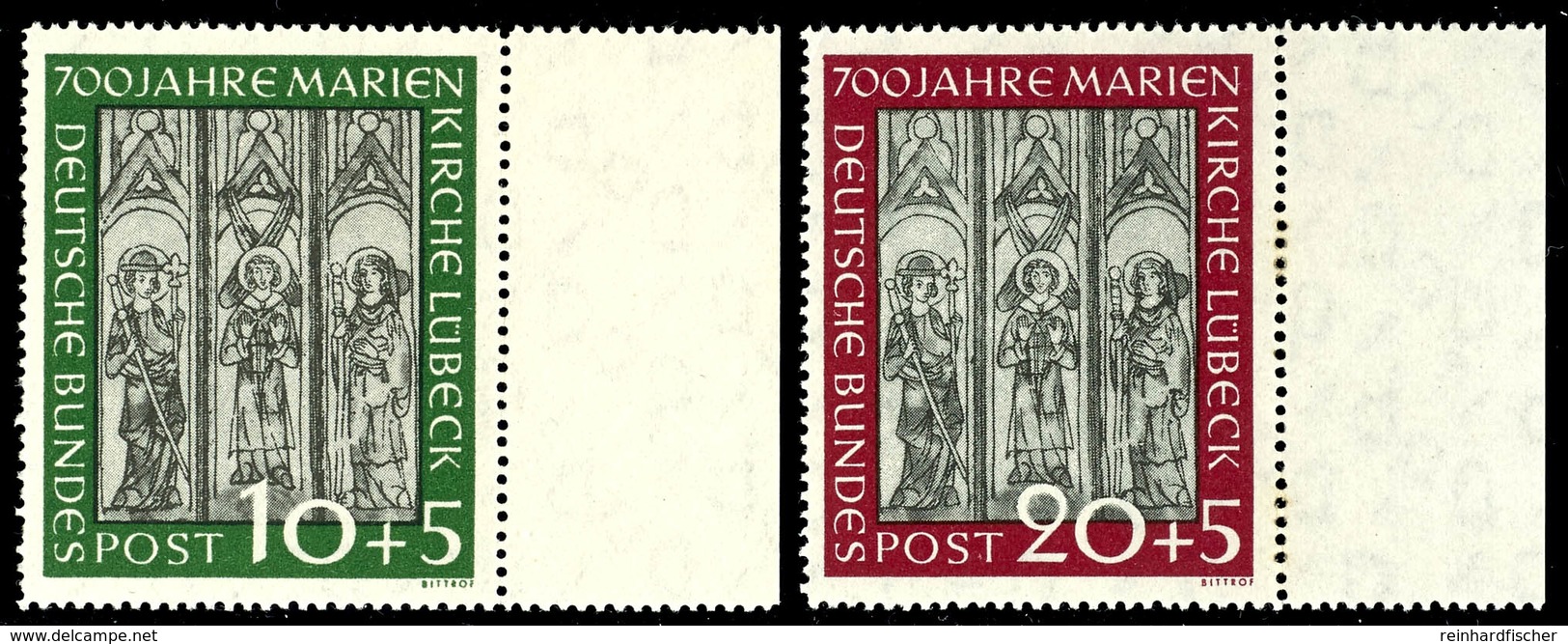 10 Und 20 Pfg. Marienkirche, Je Rechtes Randstück (gefaltet), Postfrisch, Mi. 220,-, Katalog: 139/40 ** - Autres & Non Classés