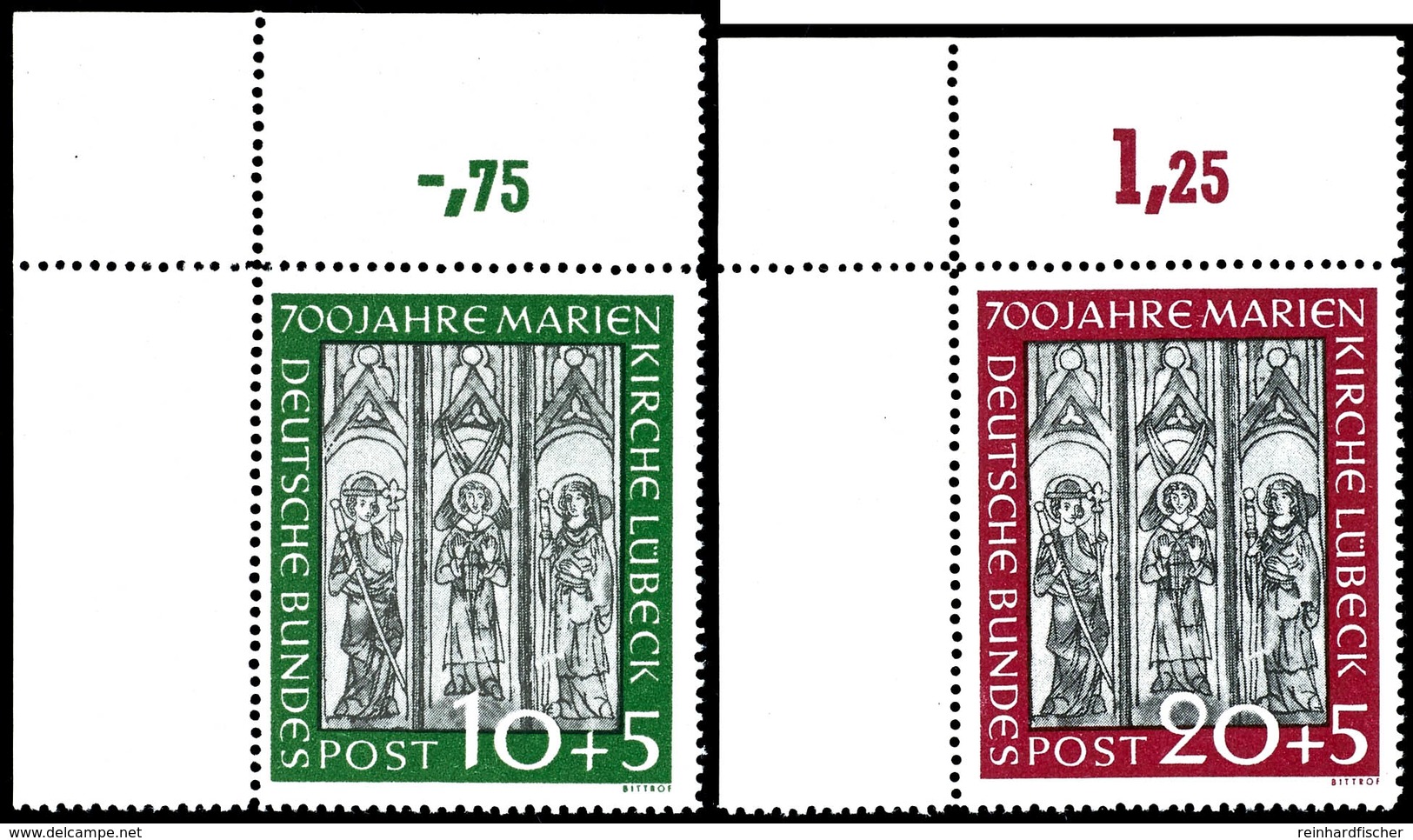 10 Pfg Und 20 Pfg Marienkirche, Luxussatz Vom Eckrand Oben Links (Feld 1), Tadellos Postfrisch, Mi. 200.-++, Katalog: 13 - Autres & Non Classés