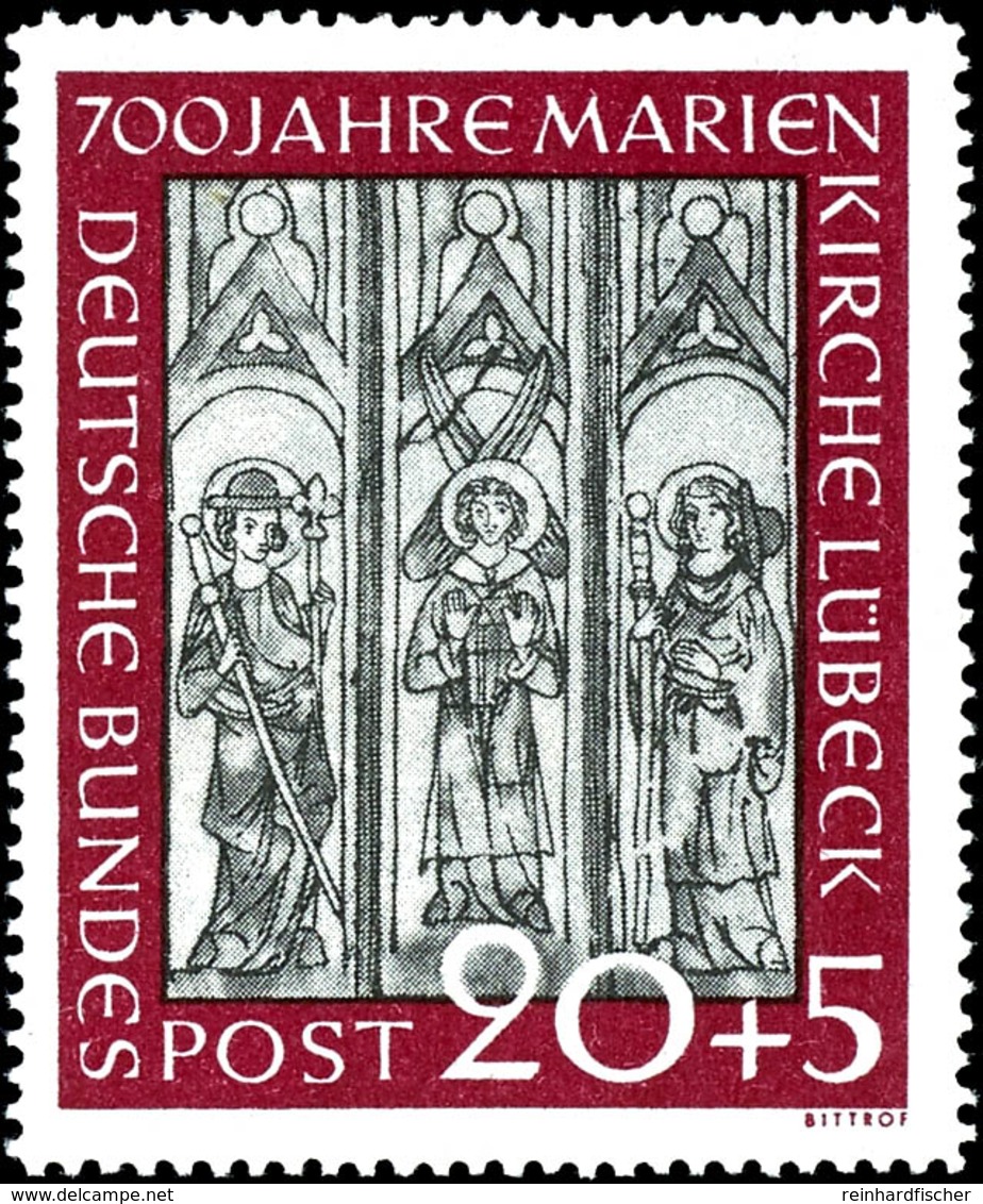 20 Pfg. Marienkirche Mit Plattenfehler "Sprung Im Mittleren Fresko über Figur", Postfrisch, Winzig Bügig, Fotobefund Sch - Autres & Non Classés