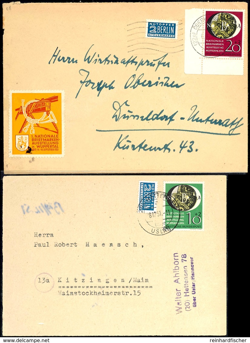 10 + 2 Und 20 + 3 Pfg Nationale Briefmarkenausstellung Wuppertal, Je Als Portogerechte Einzelfrankatur, Die 10 Pfg Auf F - Autres & Non Classés