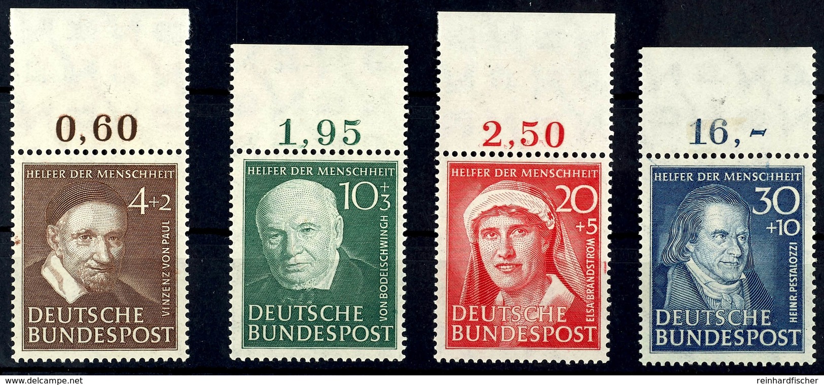 4 - 30 Pfg. Helfer Der Menschheit, Postfrisch Komplett, Einheitlich Vom Oberrand, 30 Pfg. Geprüft Schlegel BPP, Mi. 140. - Autres & Non Classés