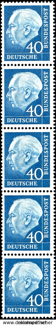 10-25 Und 40 Pfg. Heusslumogen, Senkrechter 5-er Streifen, Rollenmarken Mit Roter Zählnummer, Postfrisch, Je Einmal In D - Autres & Non Classés