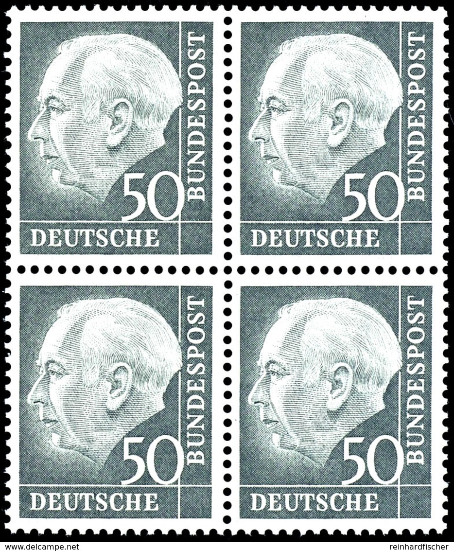 50 Pfg Und 60 Pfg Heuss, Postfrische 4er - Blocks, Fotoattest Schlegel A. BPP, Mi. 1.840.-, Katalog: 189,190 ** - Other & Unclassified