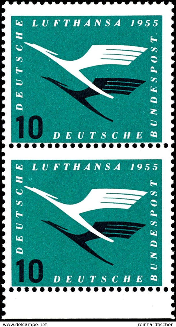 10 Pfg. Lufthansa Mit Plattenfehlern "unterer Balken Des E In BUNDESPOST Unterbrochen" In Senkr. Paar Mit Normalmarke Vo - Autres & Non Classés