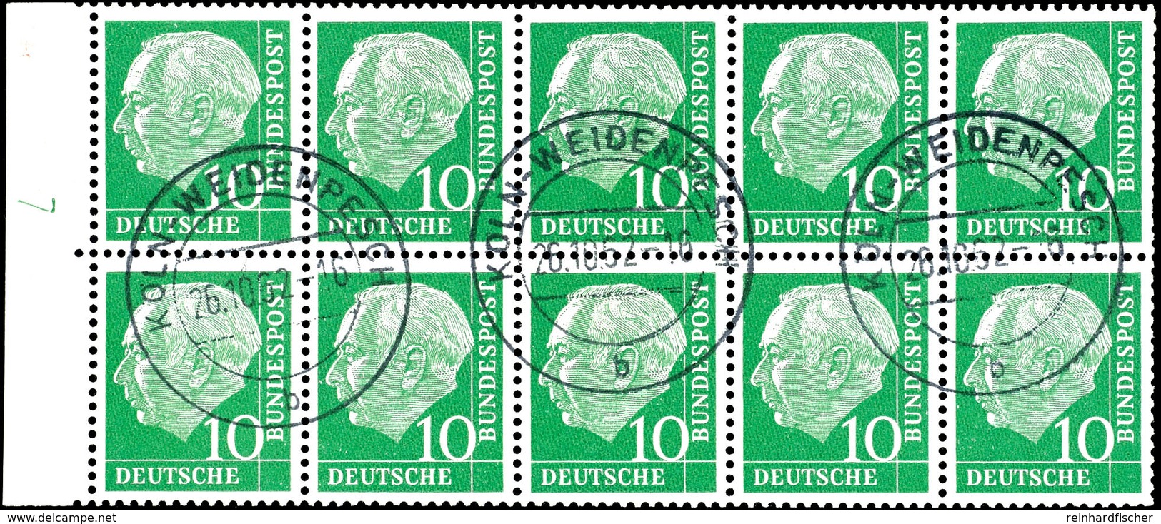 1960, Heuss Heftchenblatt, Fluoreszierendes Papier, Nachauflage Mit Maschienenmeister-Nr. 7, Gestempelt "KÖLN-WEIDENPESC - Sonstige & Ohne Zuordnung