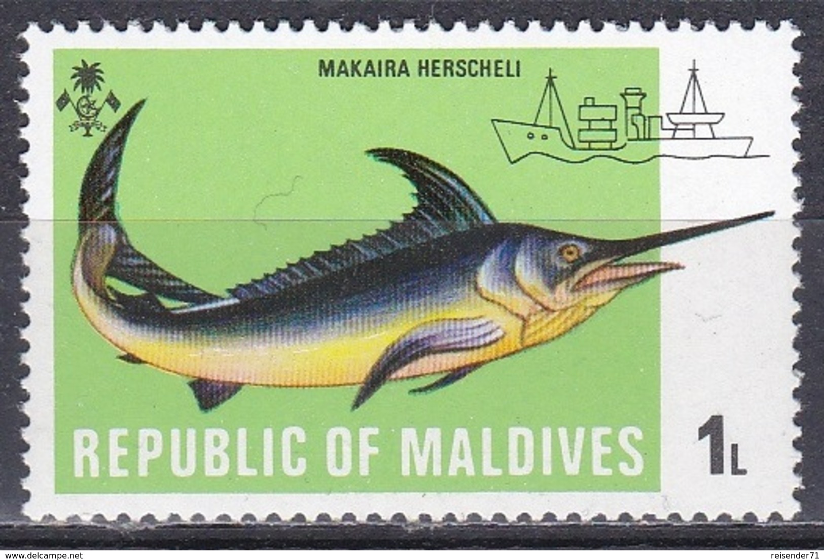 Malediven Maldives 1973 Tiere Fauna Animals Fische Fish Poissons Peces Pesci Tiefseefische Meerestiere, Mi. 442 ** - Malediven (1965-...)
