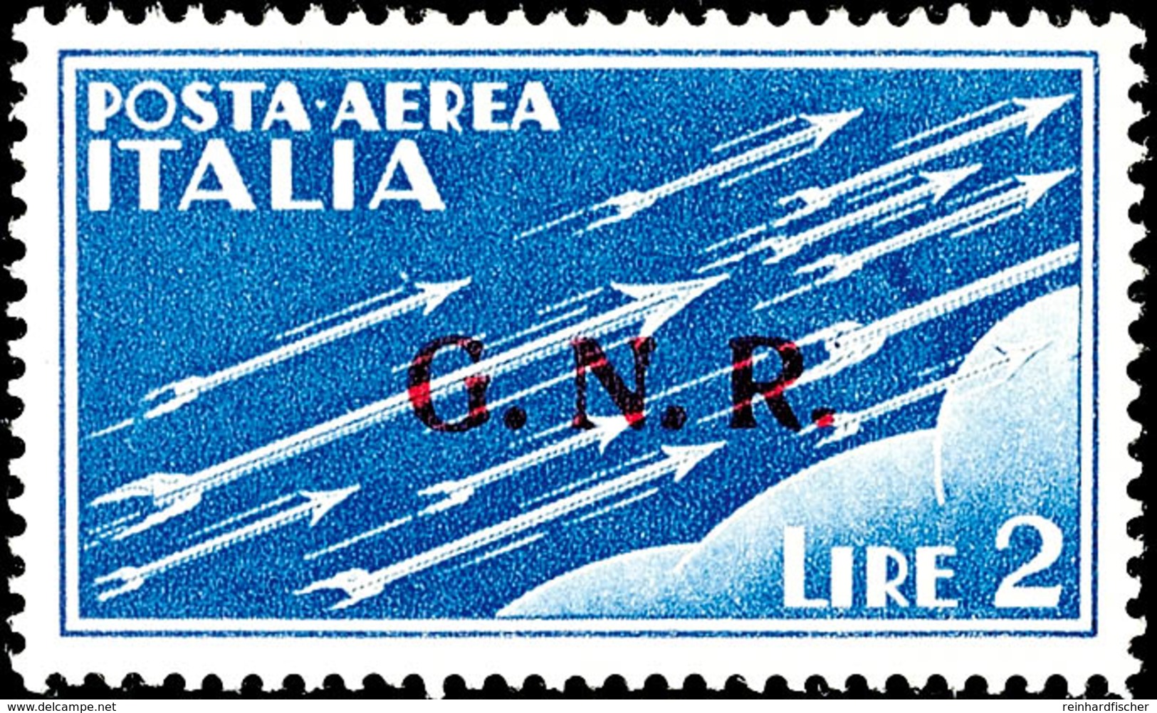 2 Lire Flugpost-Marke Mit Aufdruck "G. N. R." - Ausgabe Brescia, Tadellos Postfrisch, Fotoattest Olvia, Sassone 3.800.-  - Autres & Non Classés