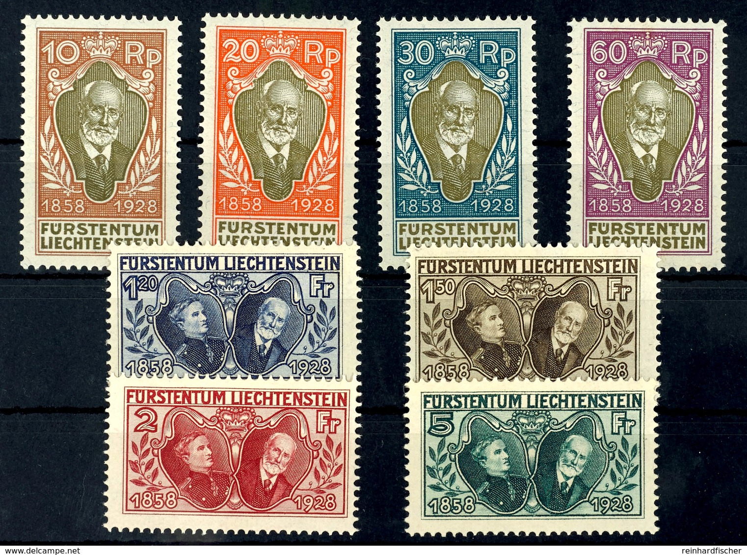 1928, 10 Rp. Bis 5 Fr. "70. Jahrestag Der Thronbesteigung Fürst Johann II.", Kompletter Satz Mit 8 Werten, Tadellos Post - Sonstige & Ohne Zuordnung