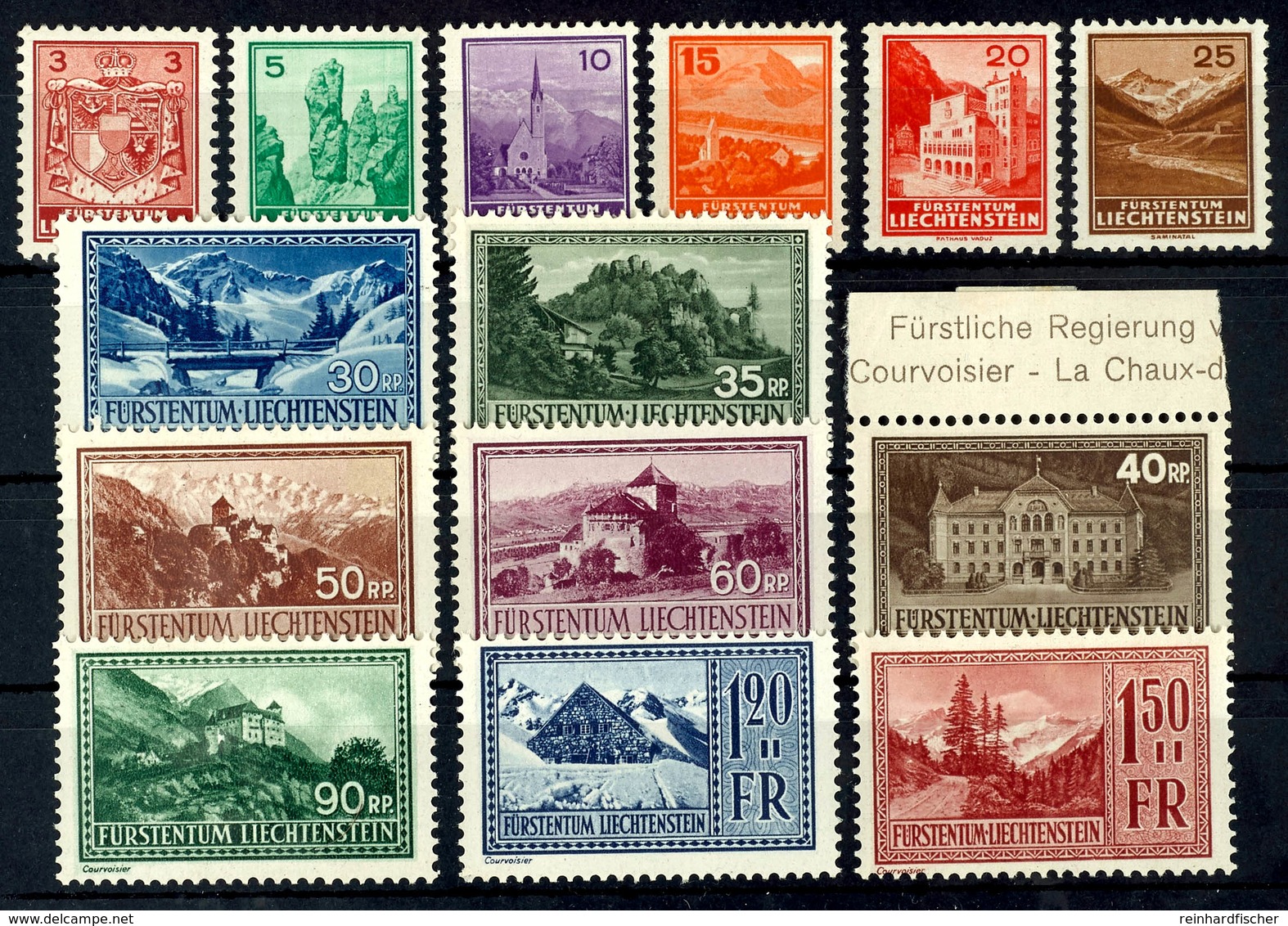 1934, 3 Rp - 1,50 Freimarken, Dabei Die 40 Pfg Mit Oberrand, 14 Werte Komplett, Tadellos Postfrisch, Unsigniert (die Bil - Other & Unclassified