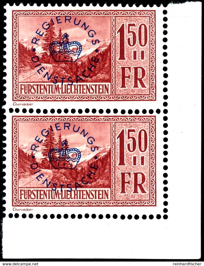 1934, 1, 50 Fr. Freimarke Mit Aufdruck, Senkrechtes Paar Mit Rechter Unterer Bogenecke, Tadellos Postfrisch, Unsigniert, - Sonstige & Ohne Zuordnung