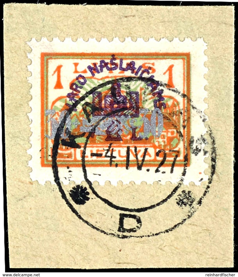 1 C. Auf 2 +2 C. - 30 C. Auf 1 + 1 C. Kriegsinvaliden Gestempelt, "KAUNAS 4.IV.27" Auf Briefstücken, Mi.300,-, Katalog:  - Lithuania