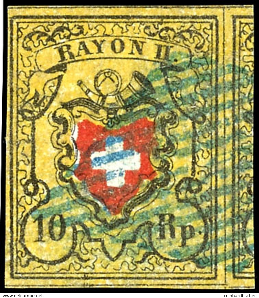 1850, 10 Rp. Rayon II Ohne Kreuzeinfassung, Type 3 Druckstein D (LU), überrandiges Kabinettstück In Farbfrischer Erhaltu - Autres & Non Classés