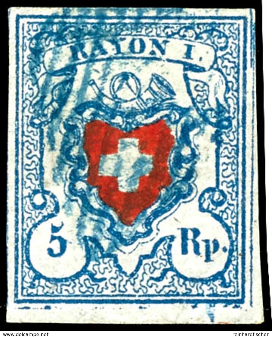 1851, 5 Rp. Rayon I Ohne Kreuzeinfassung, Type 40 Von Druckstein C1 (RO), Vollrandiges Und Farbfrisches Kabinettstück Mi - Autres & Non Classés