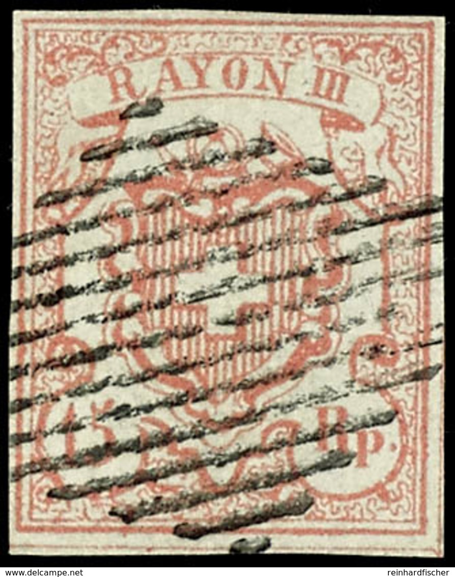 1852, 15 Rp. Rayon III., Type 7, Fahlrot, Farbfrisches Und Vollrandiges Kabinettstück Mit Entwertung Durch Schwarze Eidg - Sonstige & Ohne Zuordnung