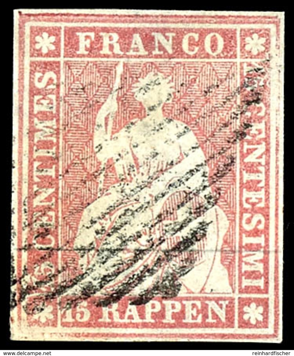 1854, 15 Rp. Strubel Mattrosa, Münchner Druck, Erstauflage, Vollrandiges Und Farbfrisches Kabinettstück, En Twertet Mit  - Sonstige & Ohne Zuordnung