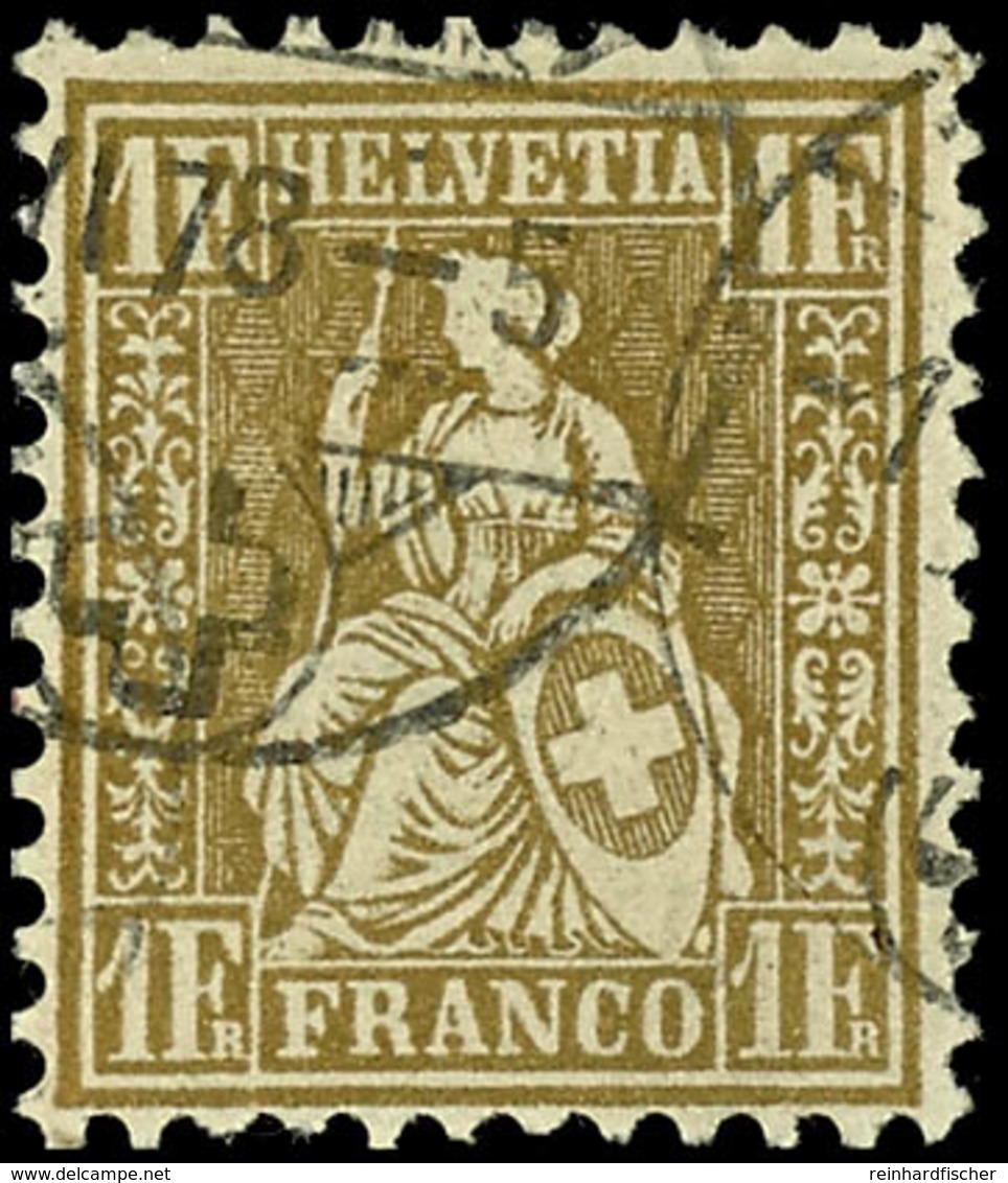 1864, 1 Fr. Gold, Satiniertes Papier, Tadellos Gestempelt "Arlesheim 21 ... 78", Fotobefund Eichele: "einwandfrei", Kata - Other & Unclassified