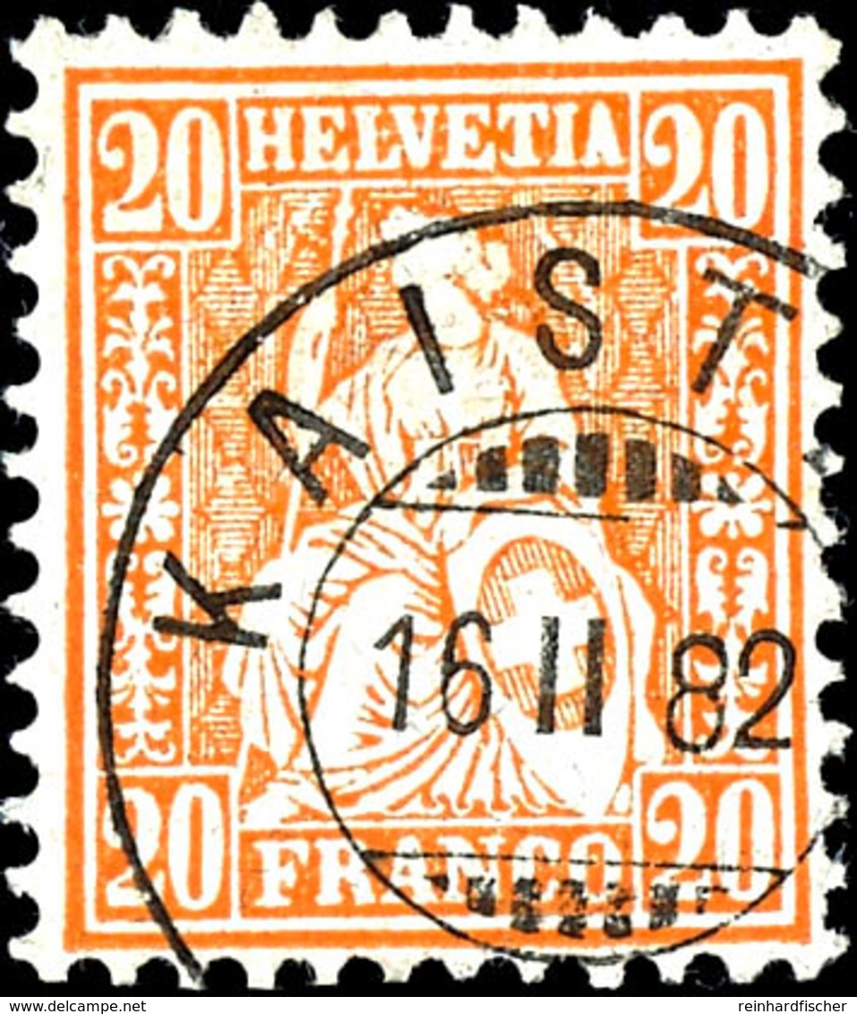 1881, 20 C. Sitzende Helvetia, Dunkelrötlichorange, Tadellos Gestempelt "KAISTEN 15 II 82", Fotobefund Renggli SBPV: "ec - Other & Unclassified