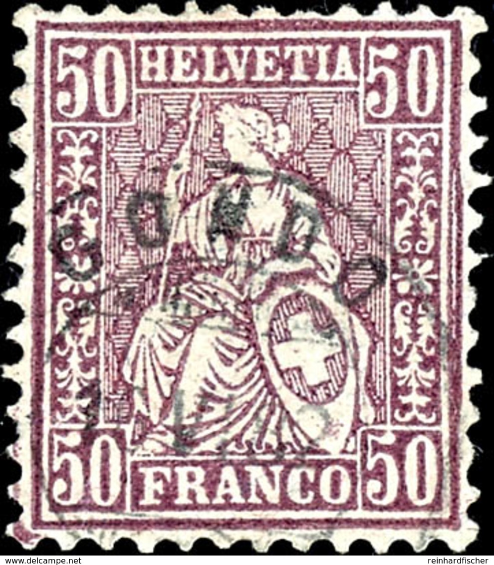 1881, 50 C. Sitzende Helvetia, Lila, Gestempelt "Gondo 10.VI 82", Tadellos, Fotobefund Von Der Weid SBPV: "echt, Fehlerf - Autres & Non Classés