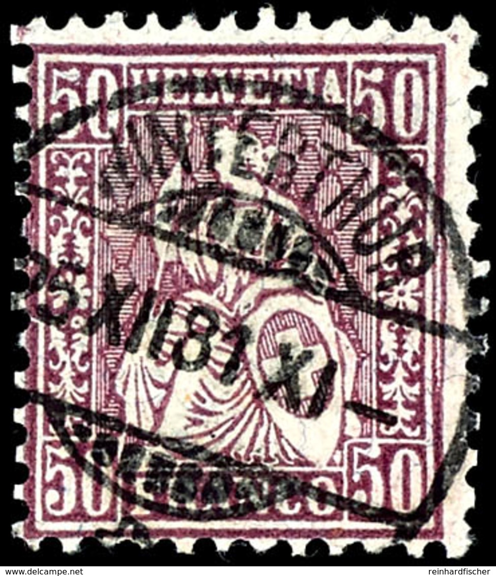 1881, 50 C. Sitzende Helvetia, Rötlichlila, Zentrisch Gestempelt "Winterthur", Gepr. Drah Und Fotobefund Abt BPP: "echt, - Sonstige & Ohne Zuordnung