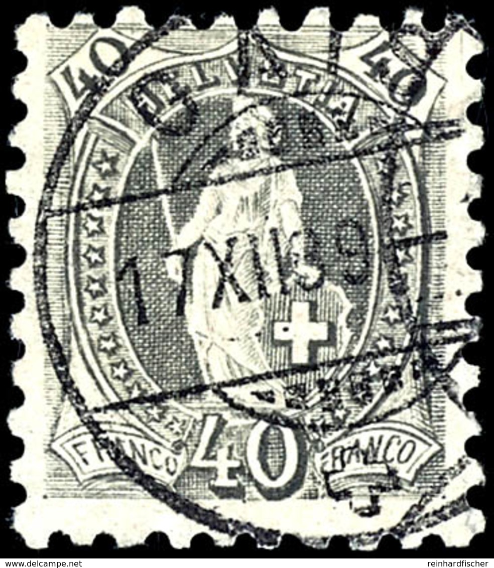 1889, 40 C. Stehende Helvetia, Grau, B-Zähnung, Kontrollzeichen 1X, Gestempelt "GAIS 17.XII. 89", Attest Liniger, Mi. 75 - Other & Unclassified