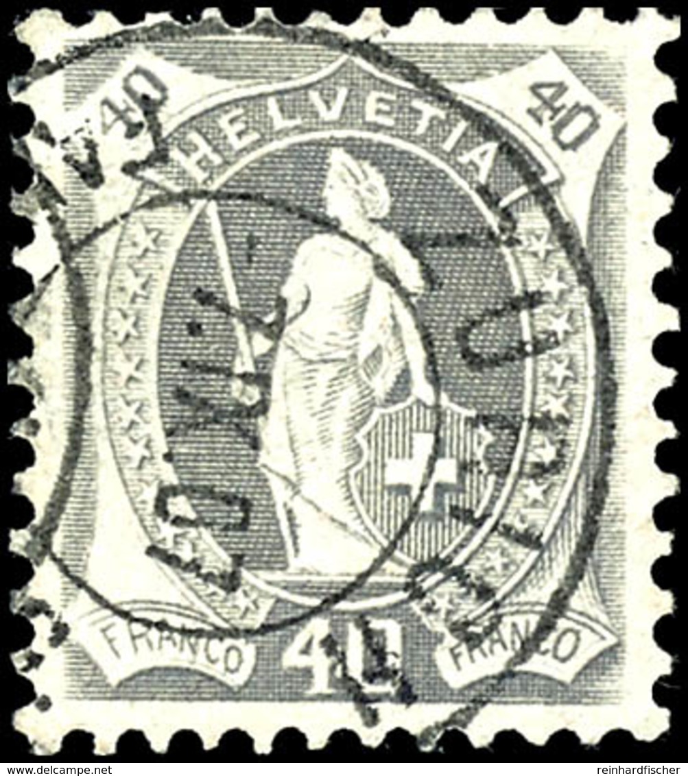 1907, 40 C. Stehende Helvetia Grau, Zähnung C, Tadellos Gestempelt "Zürich 7.IX.07", Fotobefund Guinand, Mi. 190.- (Zums - Other & Unclassified