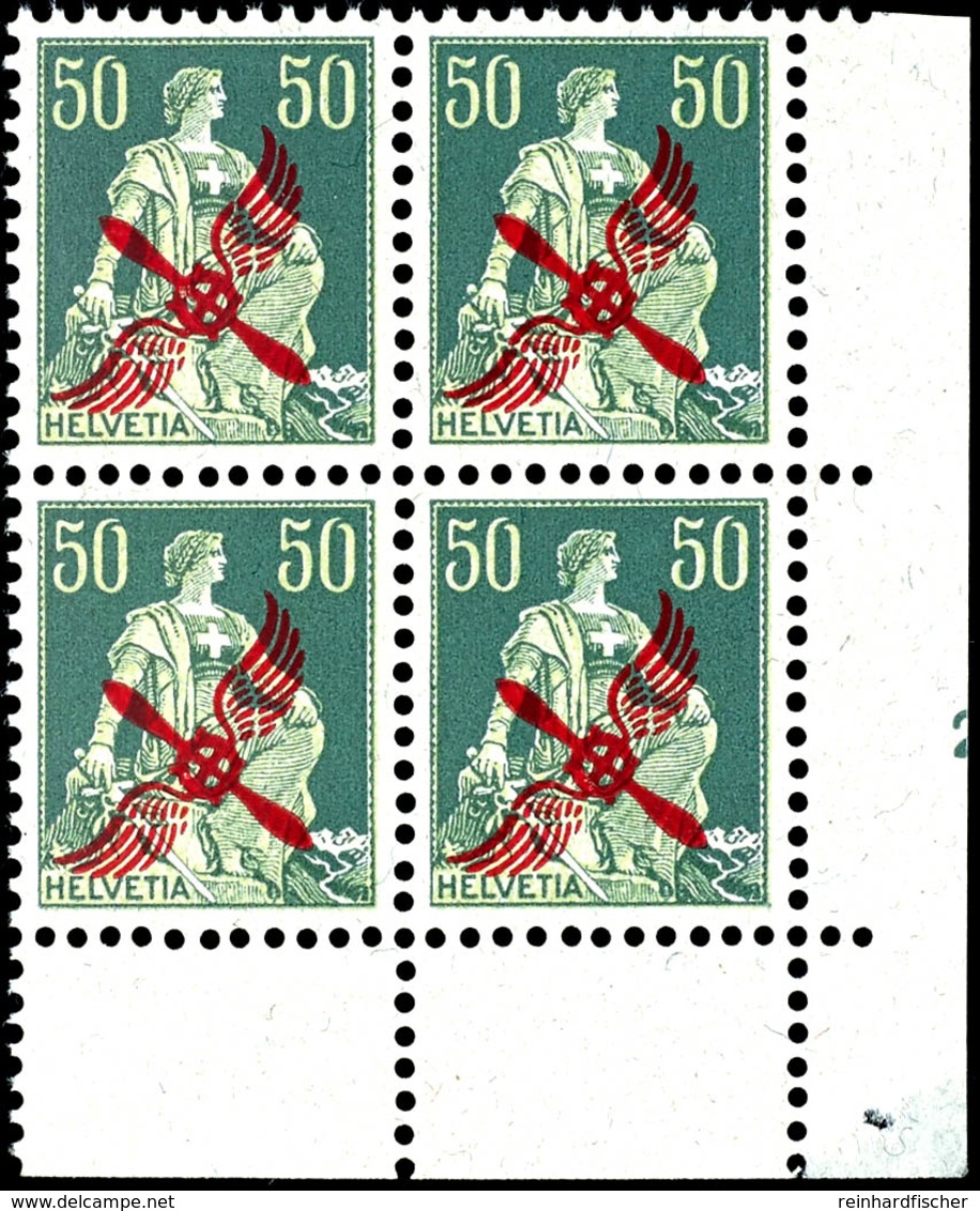 50C. Flugpost, Postfrischer 4-er Block Aus Der Rechten Unteren Bogenecke, Im Rand Hell (Marken Vollkommen Einwandfrei),  - Altri & Non Classificati