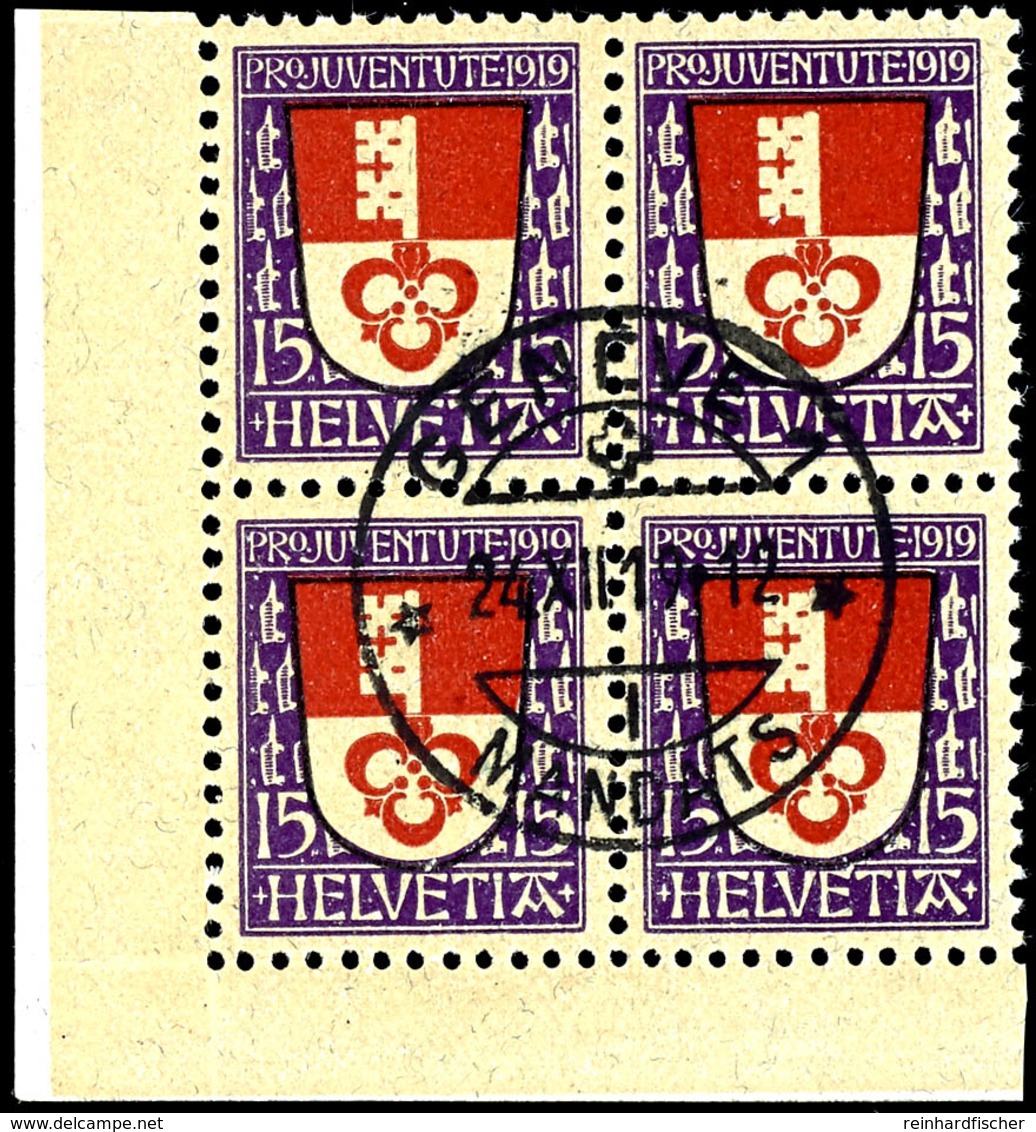 1919, 7 1/2 Rp. Bis 15 Rp. Pro Juventute, Viererblocksatz, Tadellos Gestempelt, Selten, Katalog: 149/51 (4) O - Other & Unclassified
