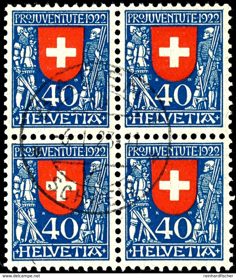 1922, 5 Rp. Bis 40 Rp. Pro Juventute, Viererblocksatz, Tadellos Gestempelt, Selten, Katalog: 175/79(4) O - Sonstige & Ohne Zuordnung