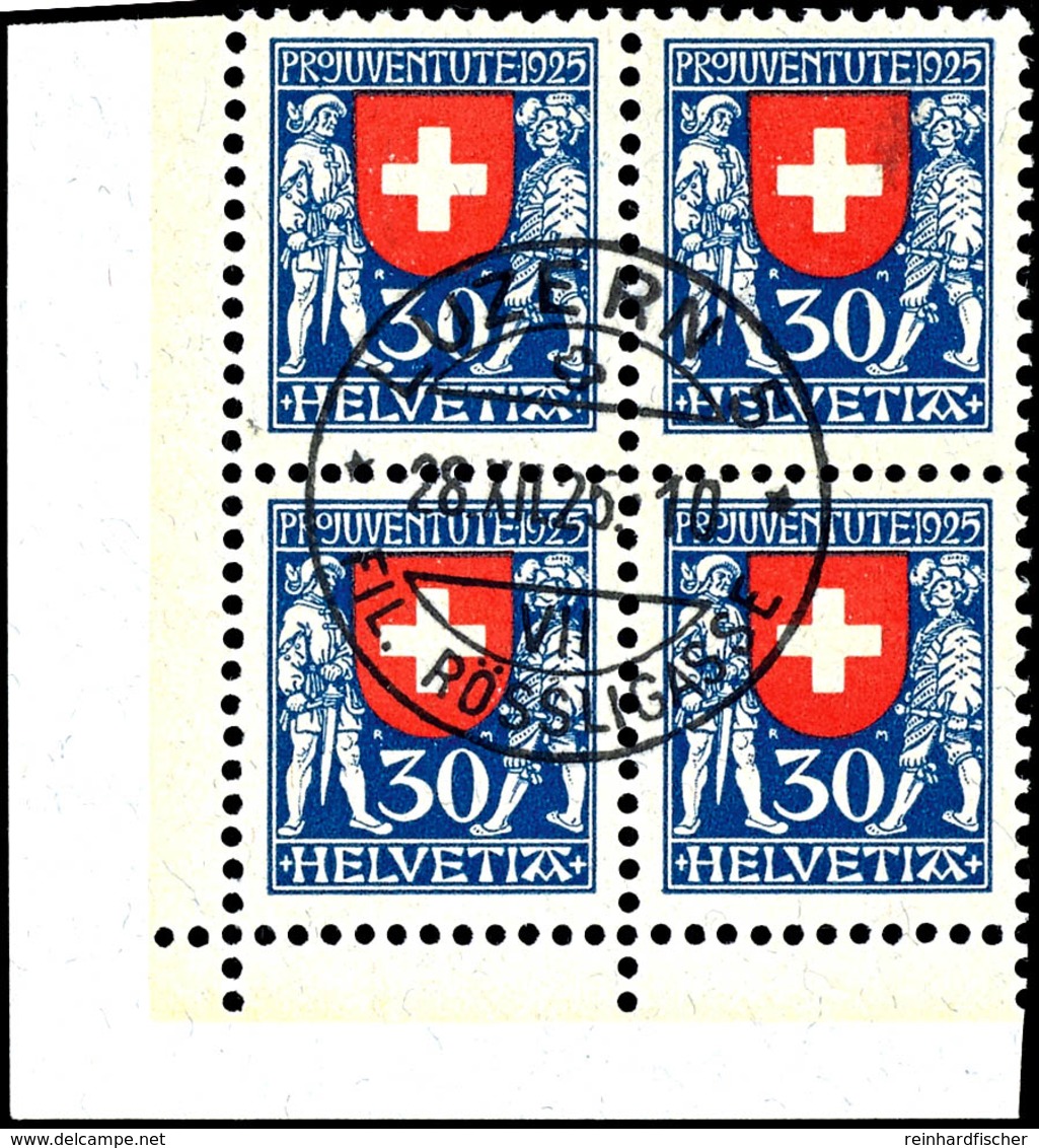 1925, 5 C. Bis 30 C. Pro Juventute, Viererblocksatz (teils Waggerecht Vorgefaltet), Jeder Wert Zentrisch Gestempelt "LUZ - Autres & Non Classés