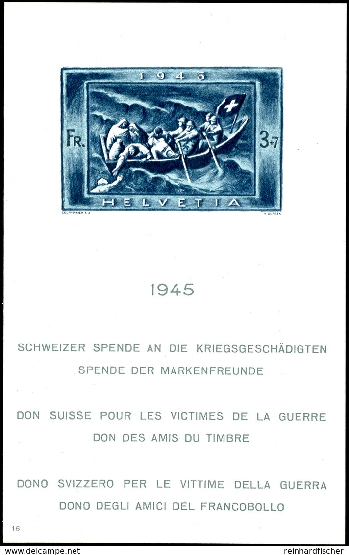 1945, Blockausgabe Kriegsgeschädigtenspende, Tadellos Postfrisch, Unsigniert, Mi. 220.-, Katalog: Bl.11 ** - Altri & Non Classificati