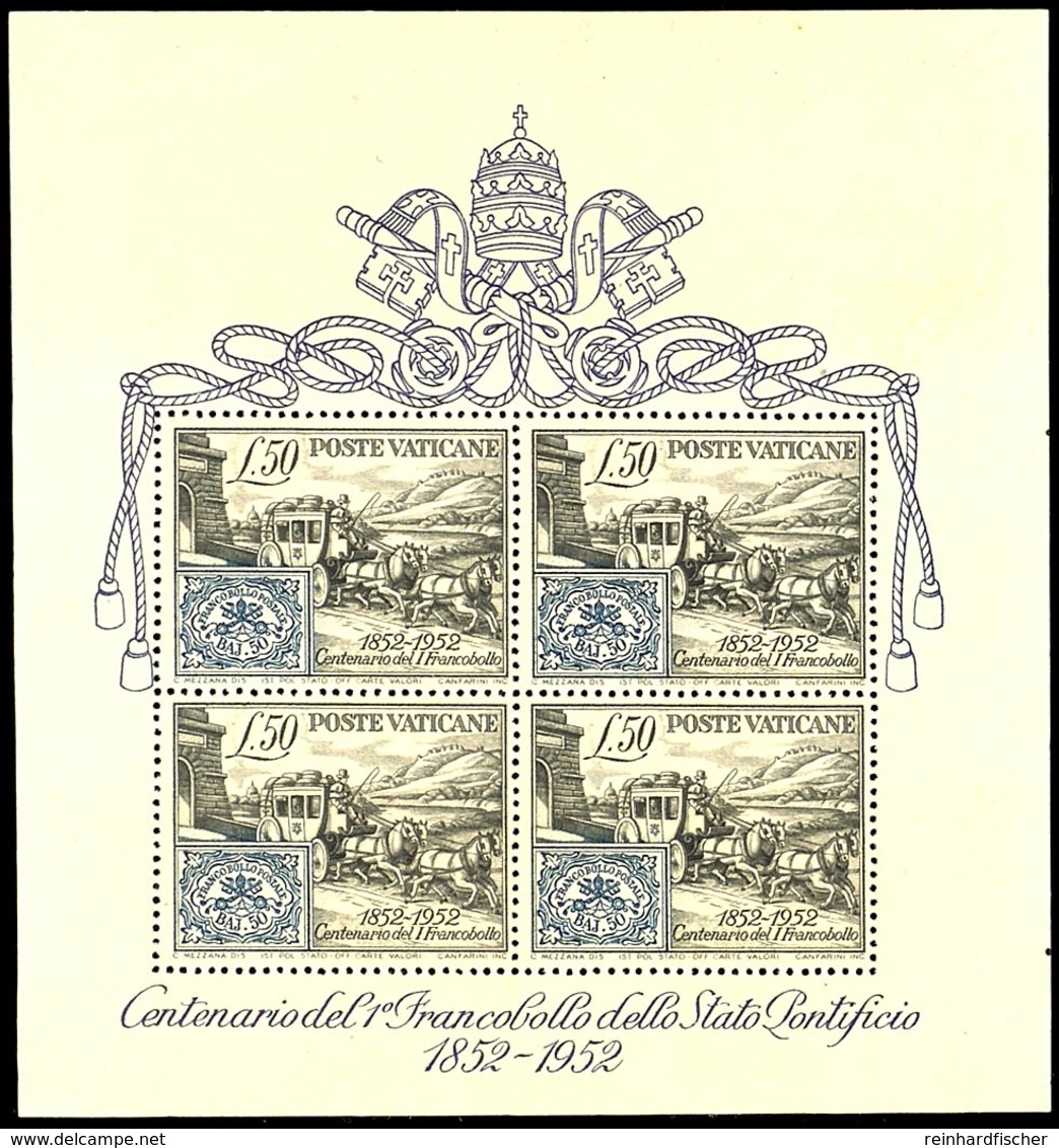 1952, Blockausgabe 100 Jahre Briefmarken, Tadellos Postfrisch, Unsigniert, Mi. 250.-, Katalog: Bl.1 ** - Sonstige & Ohne Zuordnung