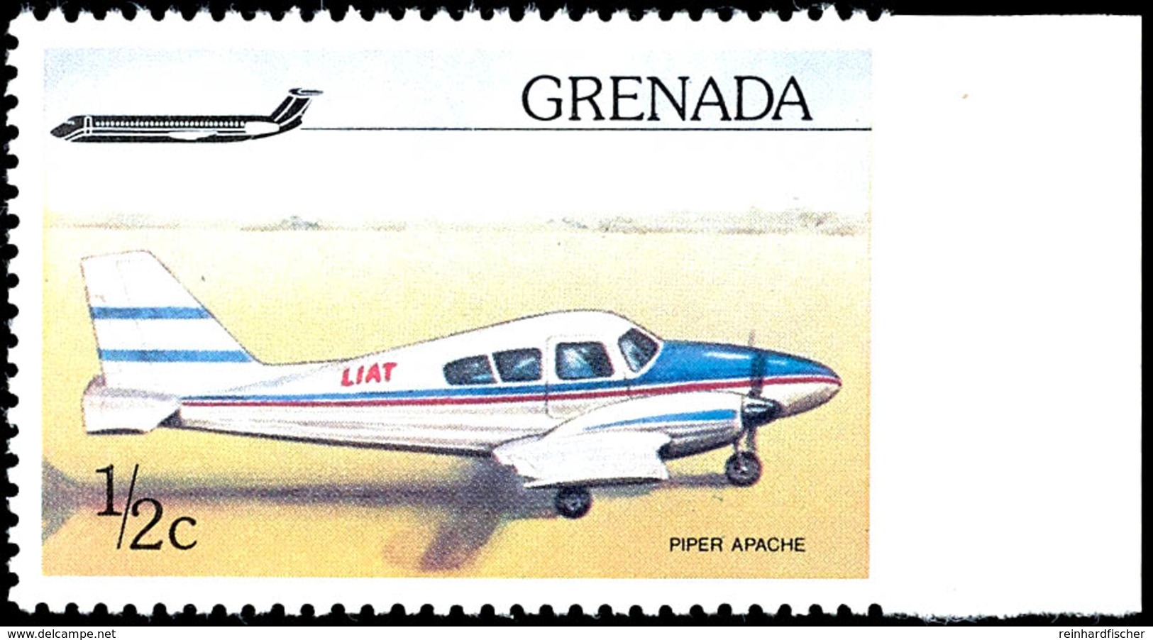 1976, 1/2 C. Flugzeuge, Abart "rechts Ungezähnt", Vom Rechten Bogenrand, Tadellos Postfrisch, Dekorative Und Seltene Aba - Grenada (1974-...)