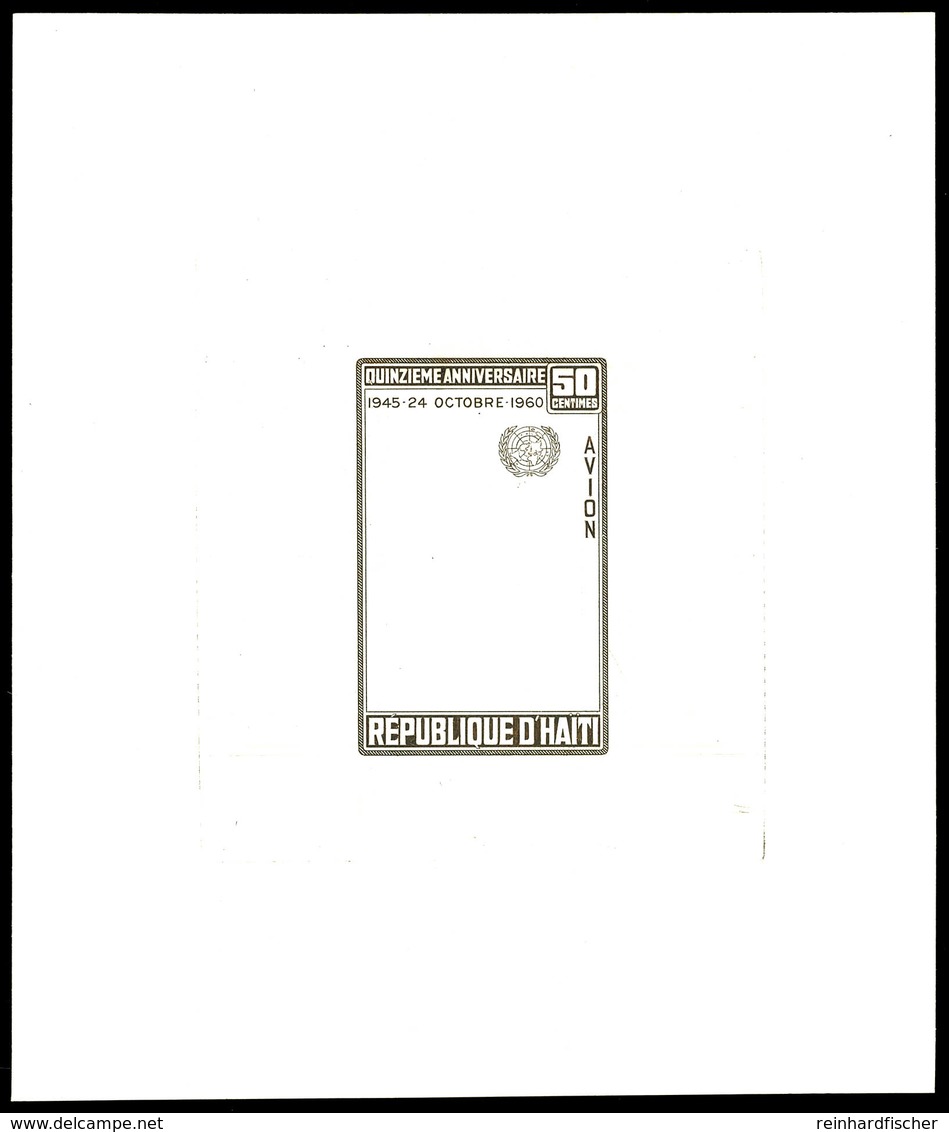 1960, 15 Jahre UPU, 50 C., Probeabzug Der Rahmenzeichnung In Braun Als Ministerblock, Katalog: 646Pr. ** - Haïti