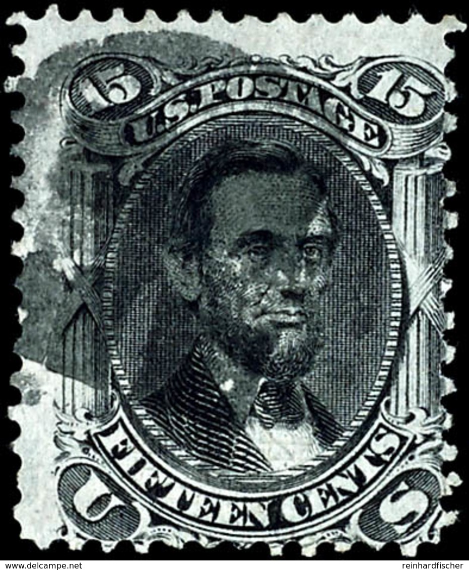 1861, 15 C. Lincoln Mit Waffeleinpressung Auf Weißem Papier, Tadellos Gestempelt Mit Korkstempel, Tiefst Gepr. Brettl, M - Other & Unclassified