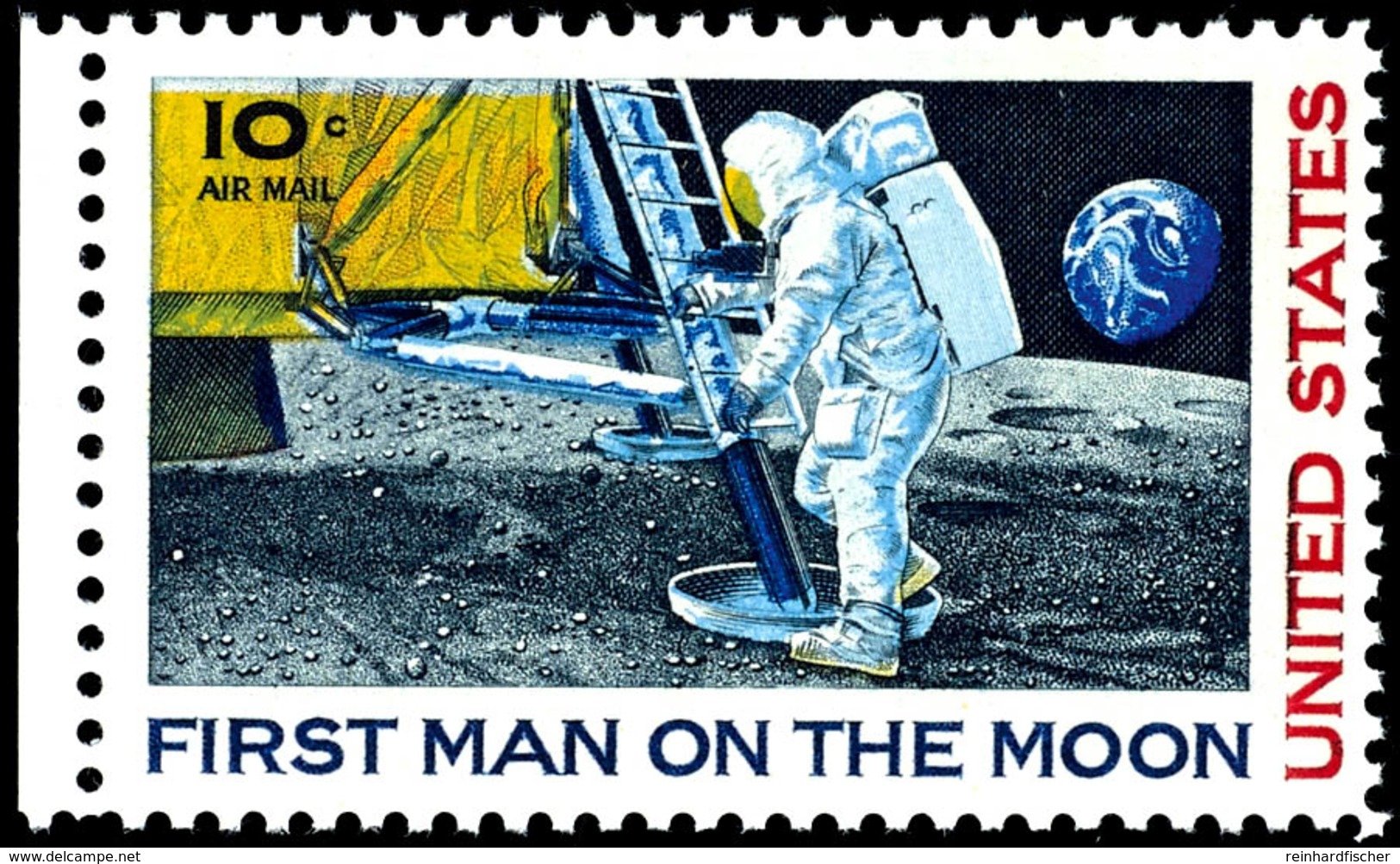 1979, 10 C. Erster Mensch Auf Dem Mond Mit Fehldruck II "Rotdruck Auf Dem Arm Des Astronauten Fehlend", Tadellos Postfri - Altri & Non Classificati