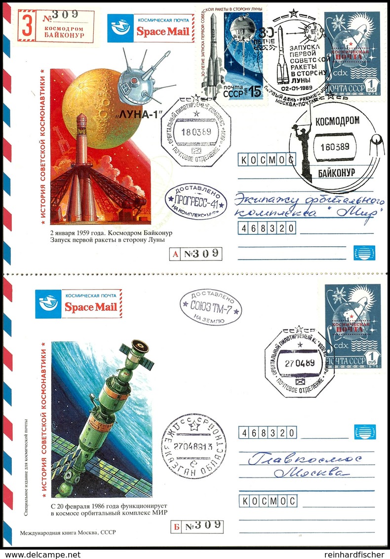 1989, 16. März, Der Legendäre 2. Weltraum - Brief, Der Doppelbrief (konzipiert Wie Eine Antwortpostkarte Mit Einem Teil  - Autres & Non Classés