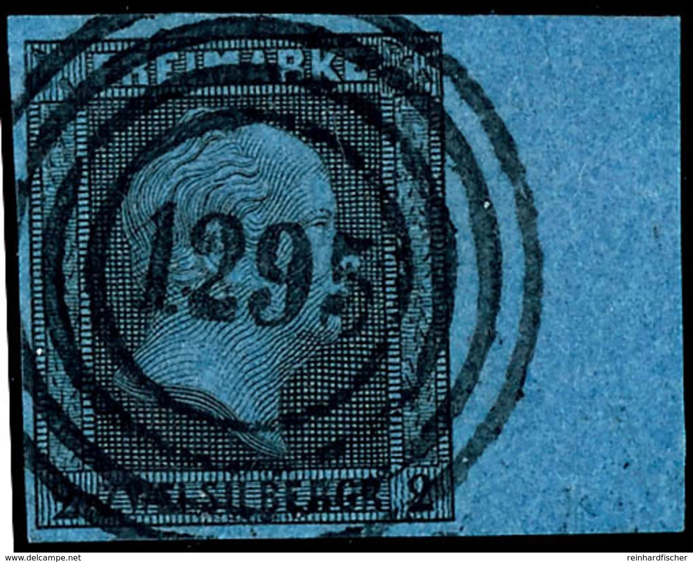 2 Sgr. Schwarz Auf Blau, Vollrandiges Und Farbfrisches Kabinettstück Vom 10 Mm Breiten Rechten Bogenrand, Klar Entwertet - Other & Unclassified