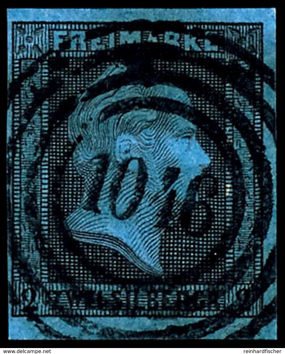 2 Sgr. Schwarz Auf Blau, Vollrandiges Und Farbfrisches Kabinettstück, Klar Gestempelt Mit Nummernstempel "1046" - Nikola - Autres & Non Classés