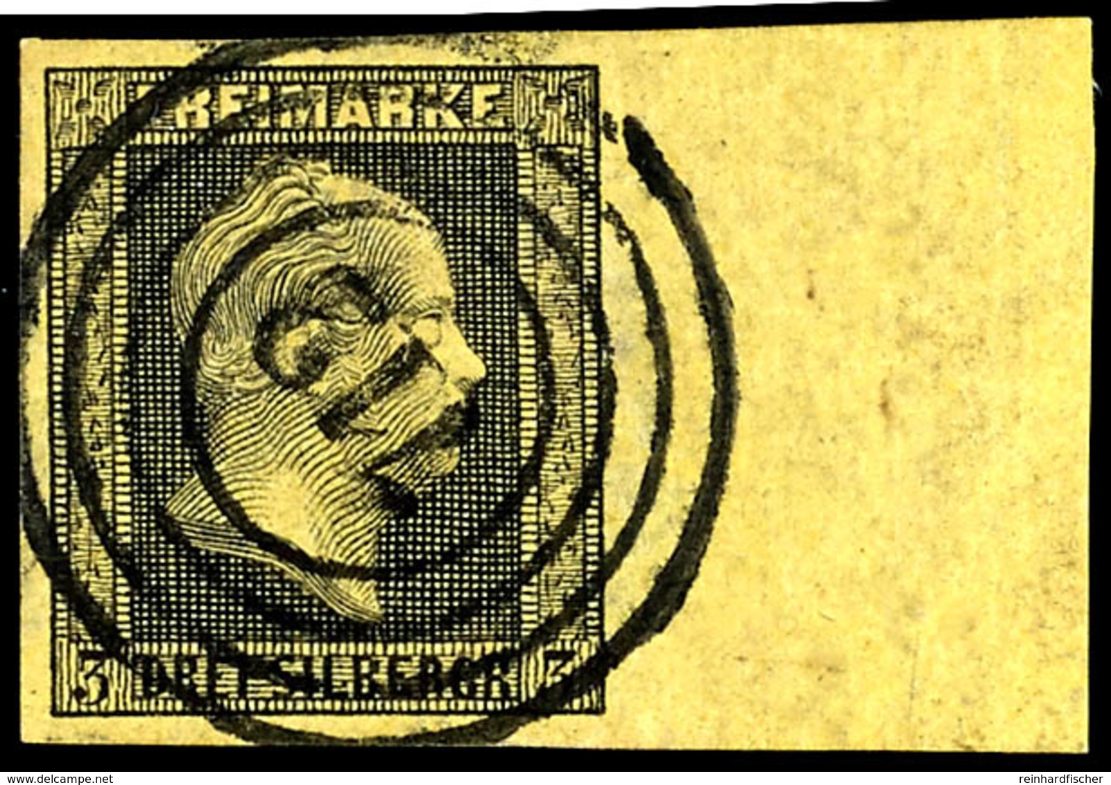 3 Sgr. Schwarz Auf Maisgelb, Farbfrisches Und Vollrandiges Kabinettstück Vom Rechten Bogenrand (16 Mm), Klar Entwertet M - Autres & Non Classés