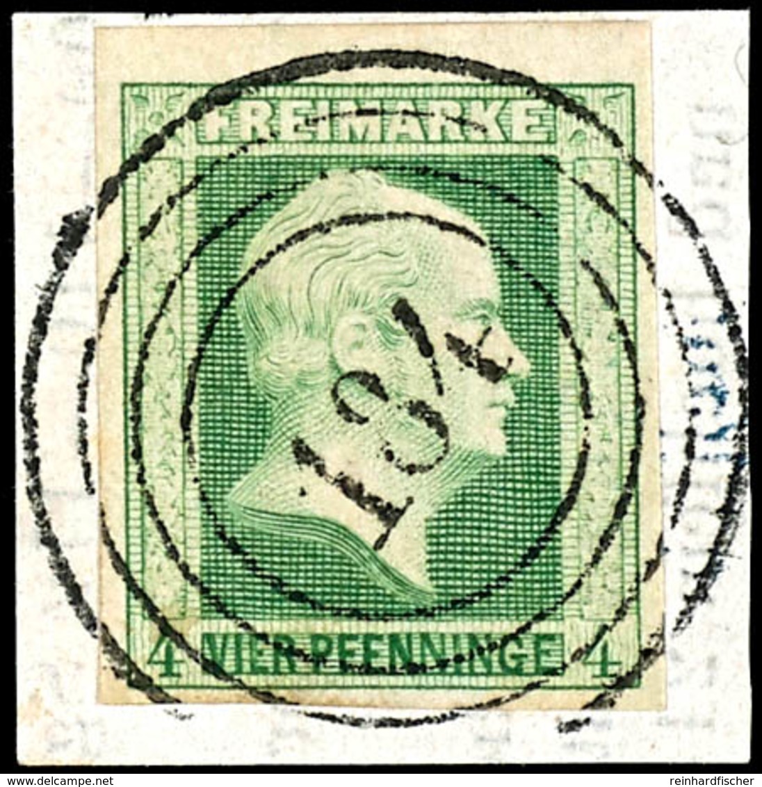 4 Pfennige Grün, Farbfrisches Und Vollrandiges Luxusstück Vom Oberrand, Klar Und Zentrisch Gestempelt "184" - Breslau (R - Other & Unclassified