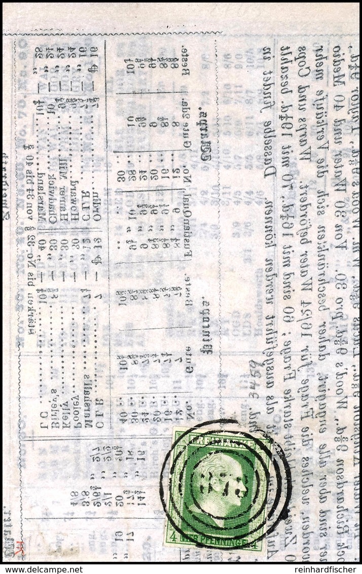 4 Pfennig Grün, Allseits Vollrandiges Und Farbfrisches Kabinettstück Auf Marktbericht Aus Manchester, Aufgegeben Und Fra - Other & Unclassified