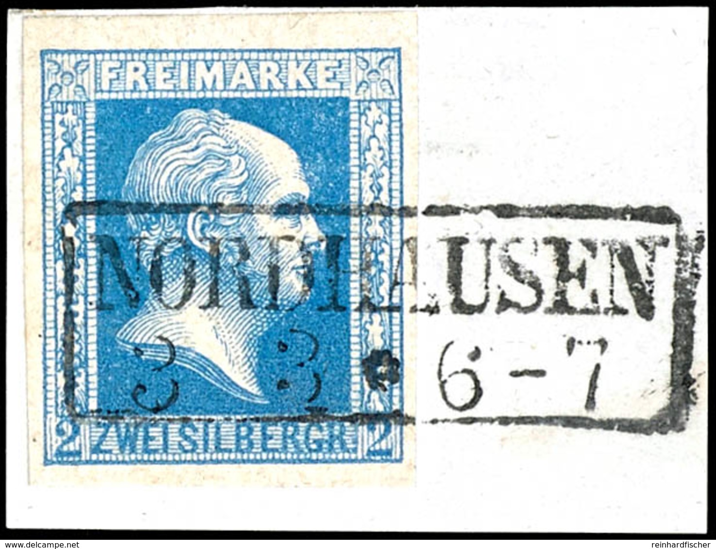 2 Sgr. Blau, Glatter Grund, Farbfrisches Und Vollrandiges Luxusstück, Klar Gestempelt Mit Ra2 "Nordhausen 3 3" (Reg.-Bez - Autres & Non Classés