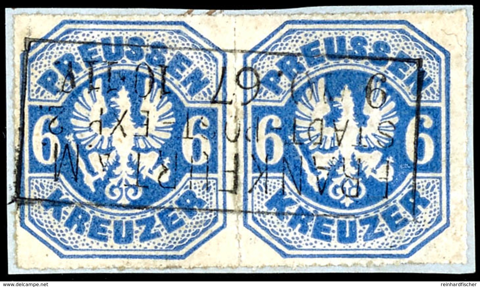 6 Kreuzer Blau, Adler Im Achteck, Farbfrisches Und Allseits Tadellos Durchstochenes, Waagerechtes Kabinettpaar, Klar Ent - Other & Unclassified