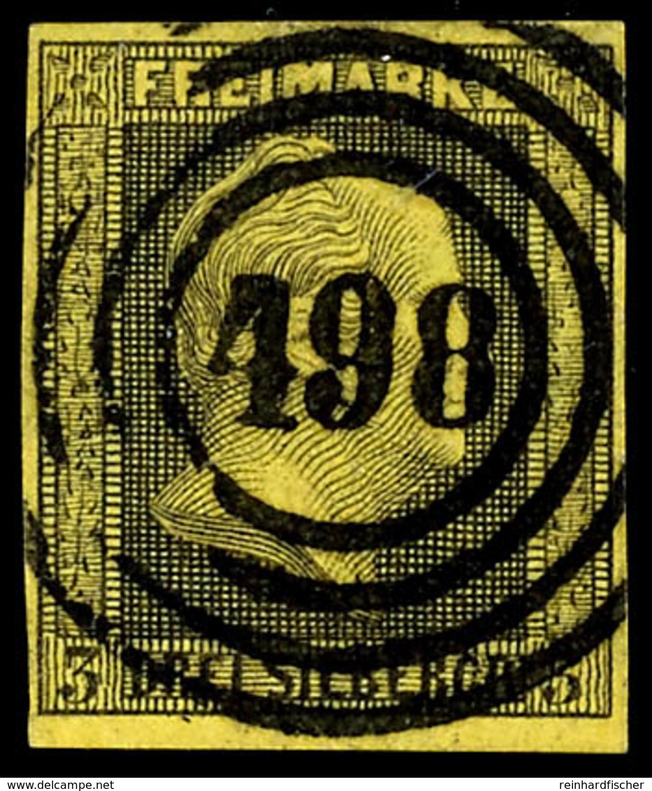 "498" - Gnadenfeld (Reg.-Bez. Oppeln), Je Klarer Abschlag Auf Zwei Kabinettstücken 3 Sgr. Schwarz Auf Gelb, Katalog: 4a( - Other & Unclassified