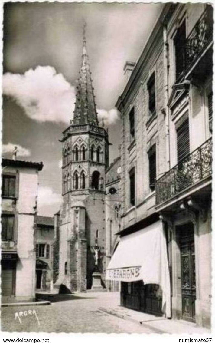 CPSM MURET - L'Eglise - ( Commerce " L'Epargne " ) - 12/04/1954 - Muret