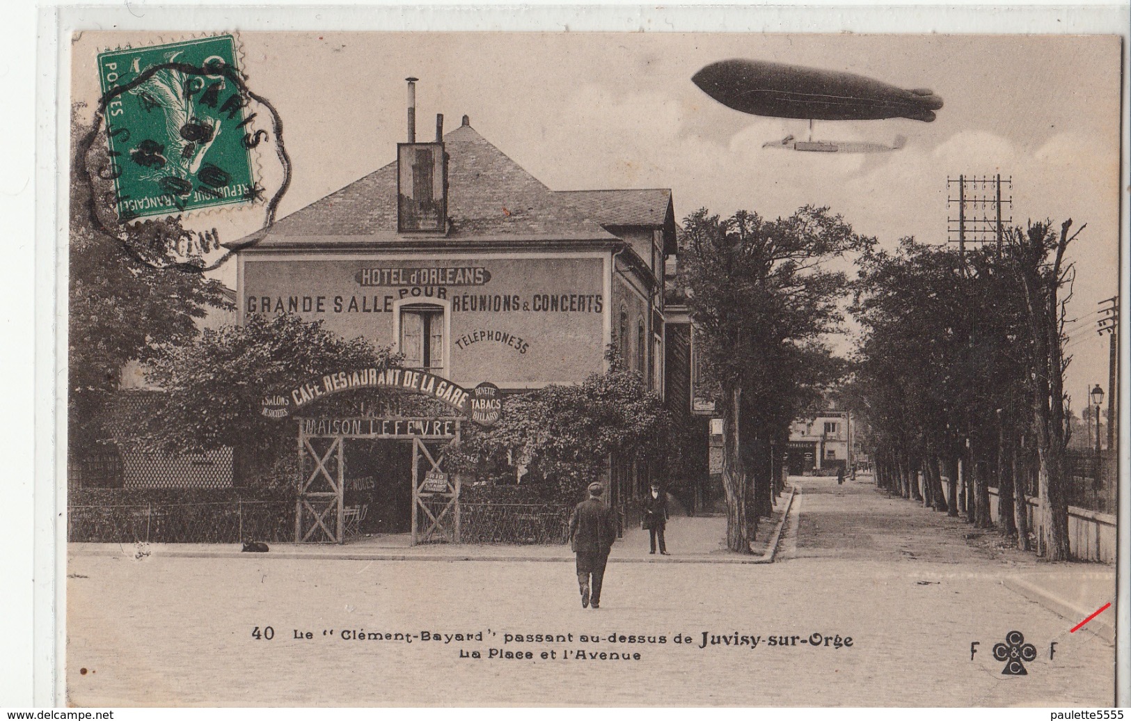 CPA- Le " Clément-Bayard " Passant Au-dessus Du JUVISY-sur-ORGE-La Place Et L'Avenue-1910-dép91-2scans- - Juvisy-sur-Orge