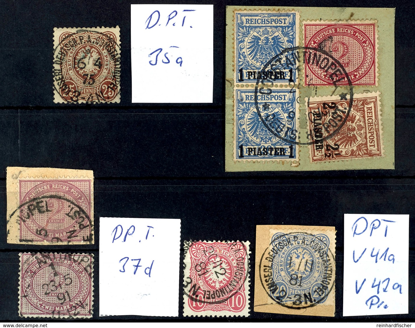 1875 - 1894, Kleine Partie Vorläufer Mit Guten Werten, Dabei V35a Gepr. Pauligk, V37d(2) Gepr., V41/42 Gepr. Und Briefst - Deutsche Post In Der Türkei