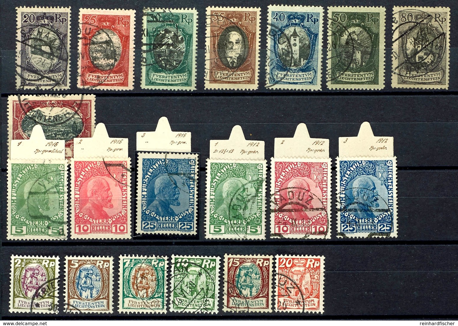 1912 - 1924, Gestempeltes Lot, MiNr. 1/3 In Zwei Varianten, 53/60 Und 65/70  O - Sonstige & Ohne Zuordnung